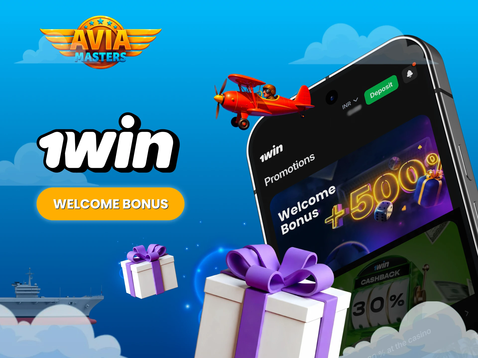 Get your exclusive 1win welcome bonus and play Aviamasters.
