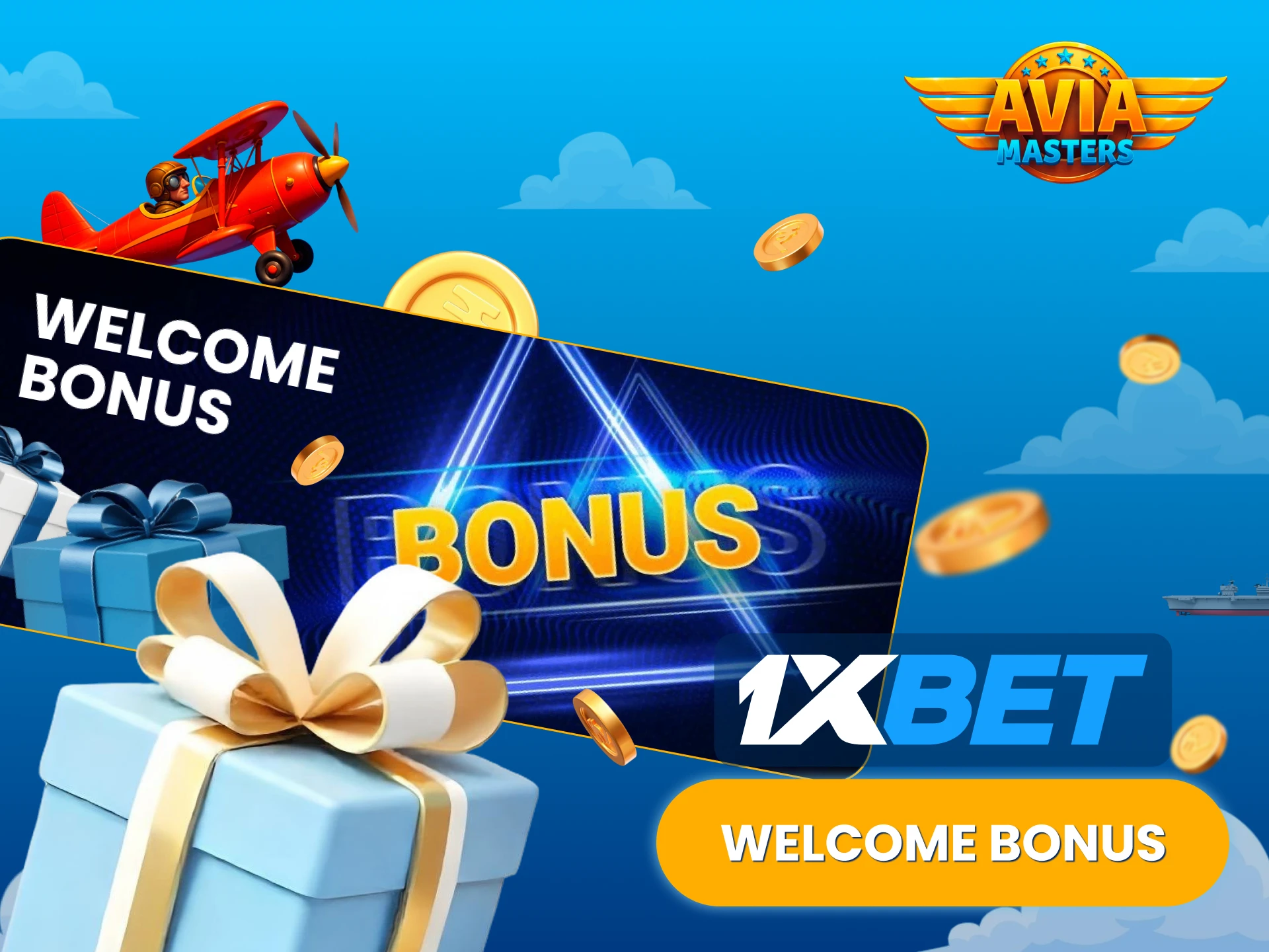 Get your 1xbet welcome bonus and play Aviamasters.