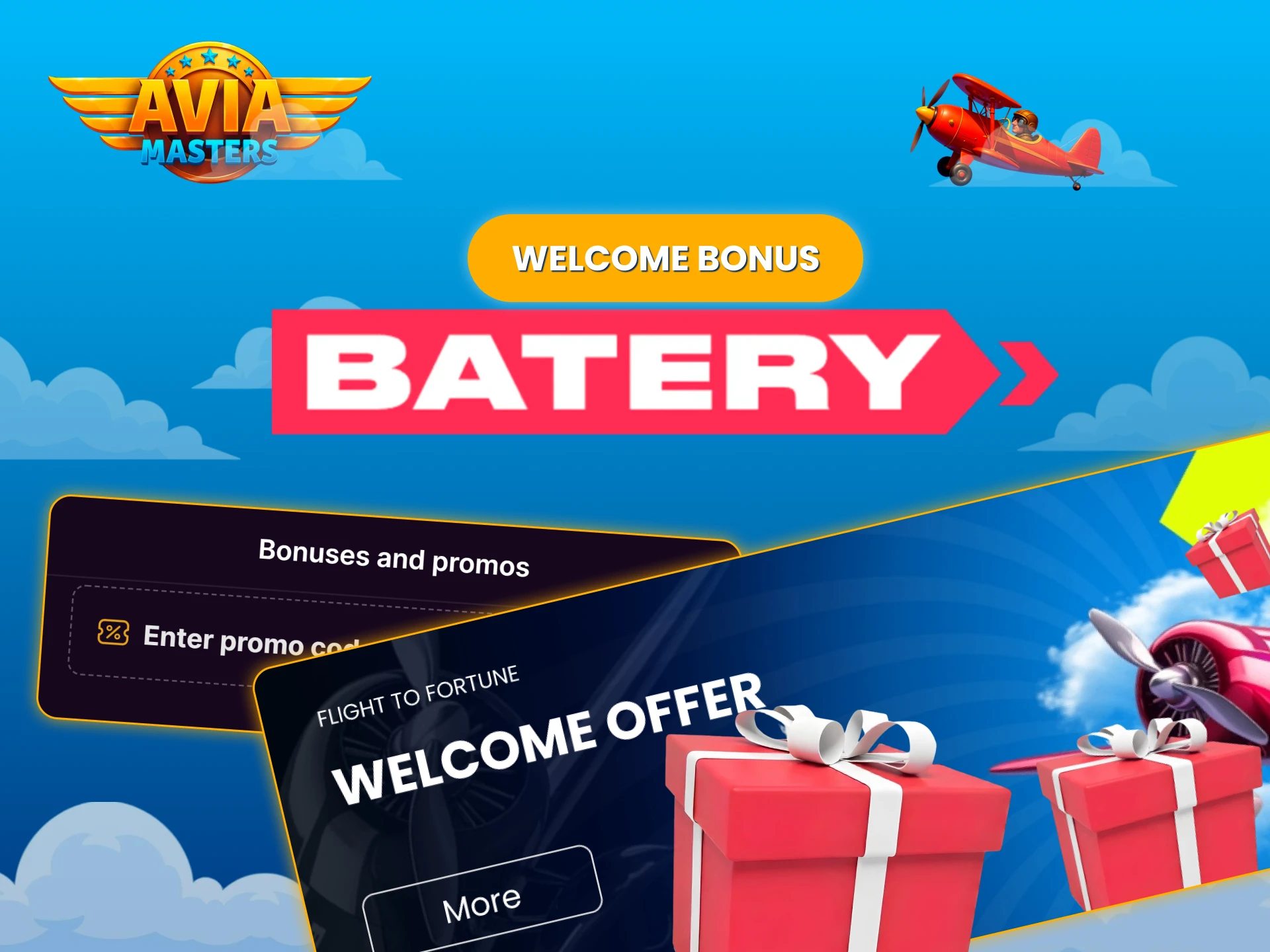 Claim your Batery welcome bonus and play Aviamasters.