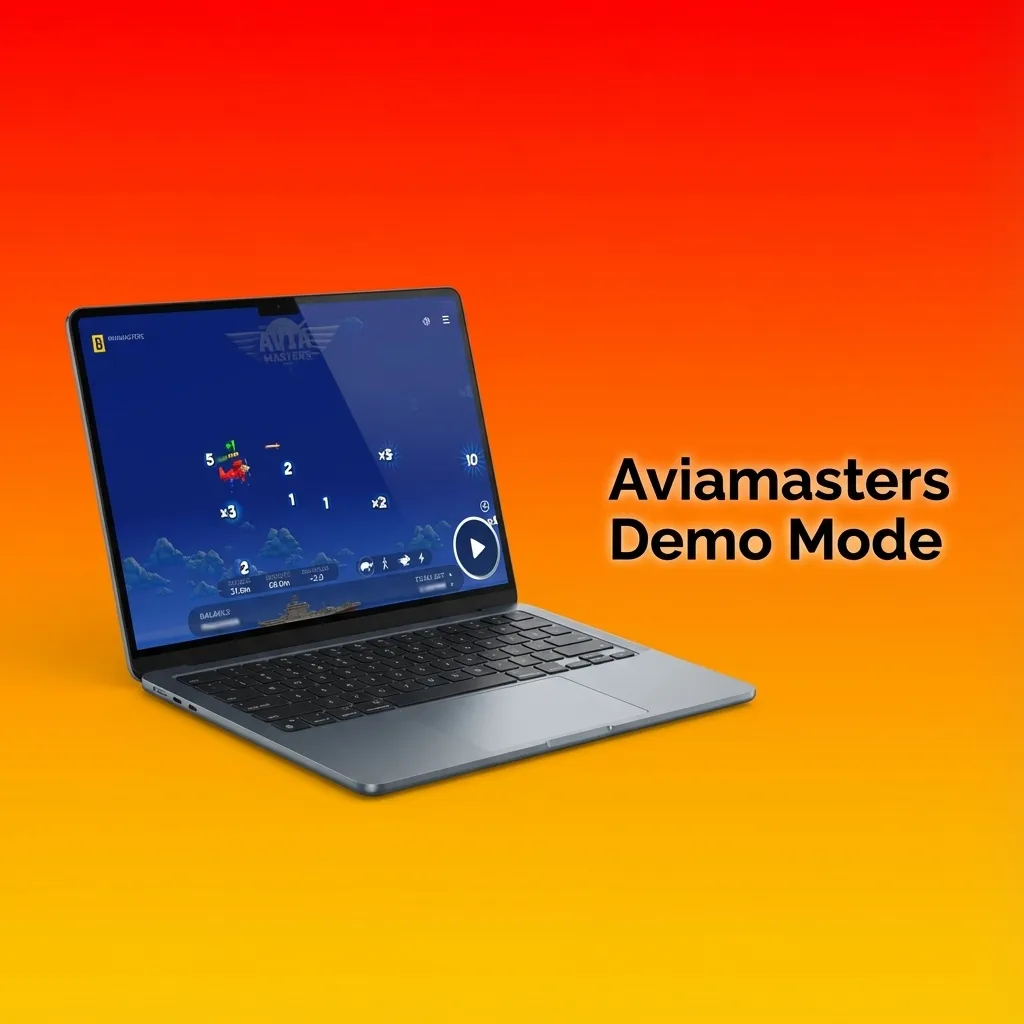 Screenshot of Aviamasters demo mode showing virtual credits balance, multiplier graph and cashout buttons for practice play