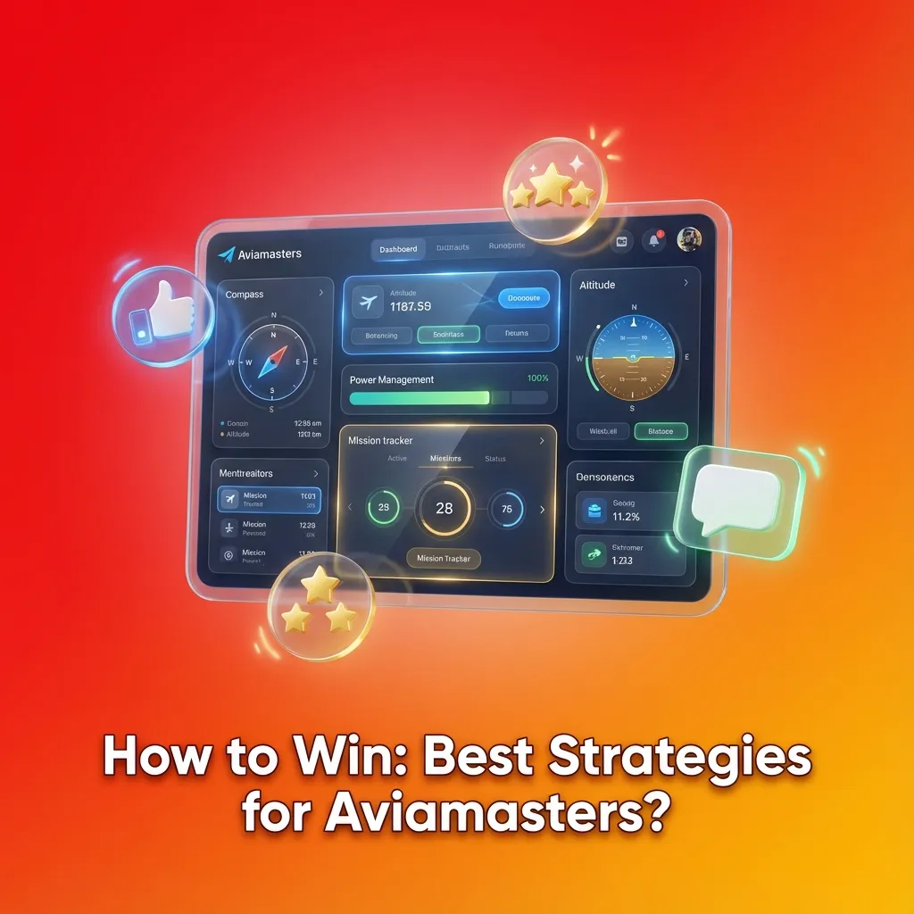 Illustration of Aviamasters game screen with strategy tips, showing low and high-risk bets and a chart tracking player sessions