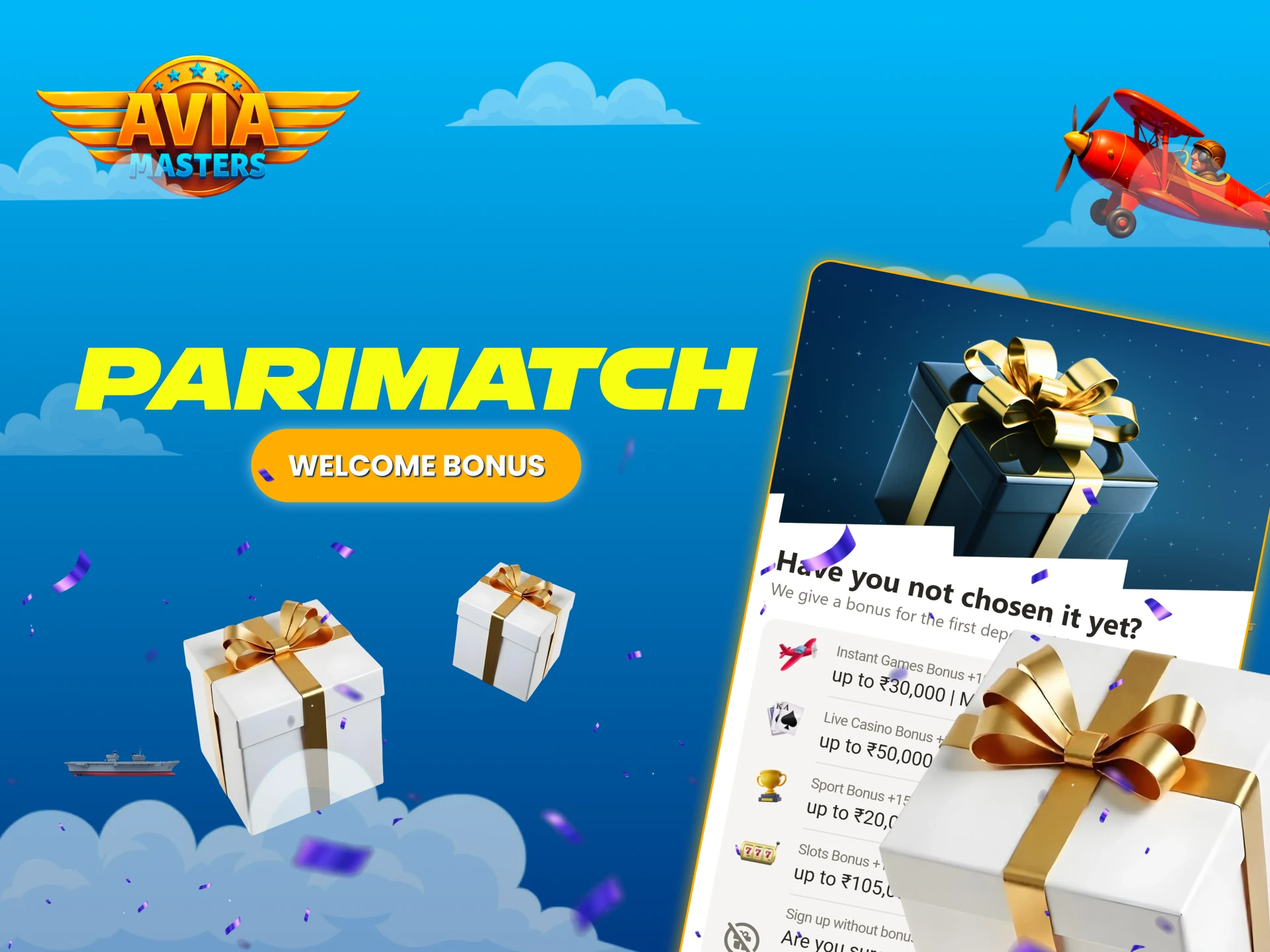 Welcome bonus from Parimatch for the Aviators game.